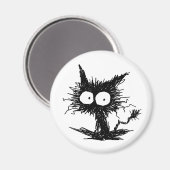 Black Unkempt Kitten Magnet (Vorderseite/Rückseite)
