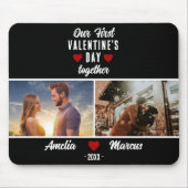 Black Unser erster Valentinstag zusammen 2 Fotos Mousepad (Vorne)