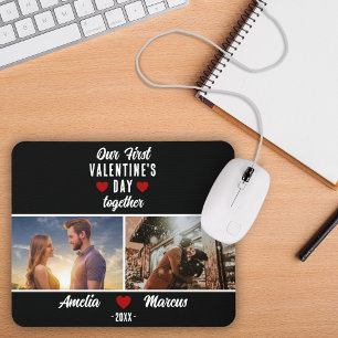 Black Unser erster Valentinstag zusammen 2 Fotos Mousepad
