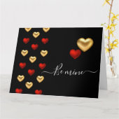 Black Valentine Card Red & Gold Hearts Karte (Gelbe Blume)