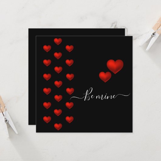 Black Valentine Flat Grußkarte Rotes Herz Karte (Vorderseite/Rückseite Beispiel)