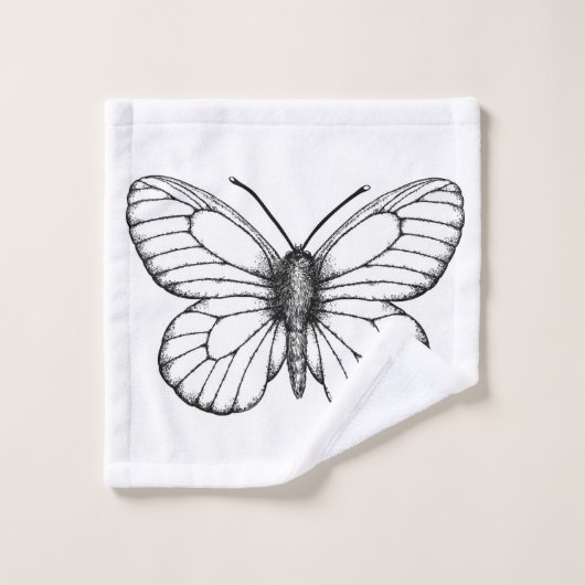 Black-veined white butterfly badhandtuch set (Waschlappen)