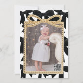 Black Velvet Bow Elegant Posh 1. Geburtstag Einladung (Rückseite)