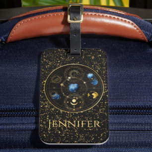Black Velvet Gold Celestial Astrologie Gepäckanhänger