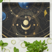 Black Velvet Gold Celestial Astrologie Geschirrtuch (Gefaltet)