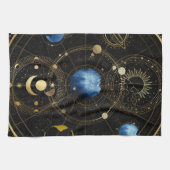 Black Velvet Gold Celestial Astrologie Geschirrtuch (Horizontal)