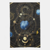 Black Velvet Gold Celestial Astrologie Geschirrtuch (Vertikal)