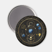 Black Velvet Gold Celestial Astrologie Magnet (Vorderseite/Rückseite)
