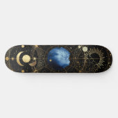 Black Velvet Gold Celestial Astrologie Skateboard (Horizontal)