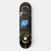 Black Velvet Gold Celestial Astrologie Skateboard (Vorderseite)