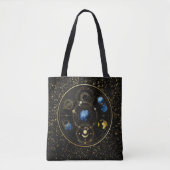 Black Velvet Gold Celestial Astrologie Tasche (Vorderseite)