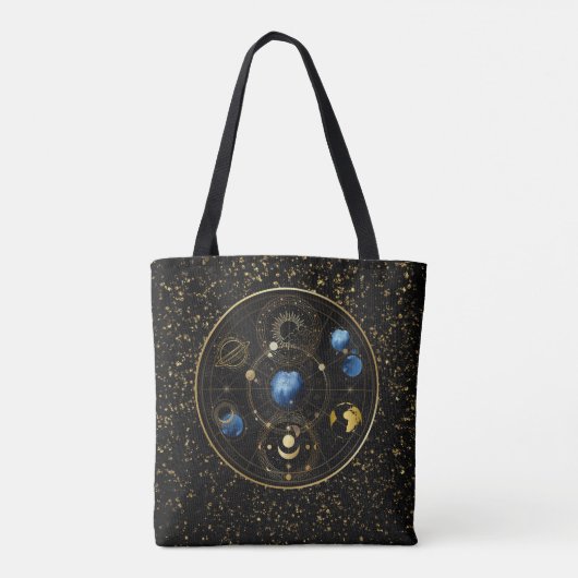 Black Velvet Gold Celestial Astrologie Tasche (Rückseite)
