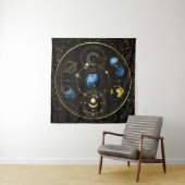 Black Velvet Gold Celestial Astrologie Wandteppich (Beispiel)