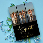 Black Vertical 3 Photos Collage Handwritten Fancy Folieneinladung