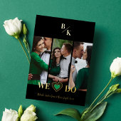 Black Vertical 3 Photos Collage Handwritten Fancy Folieneinladung