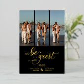 Black Vertical 3 Photos Collage Handwritten Fancy Folieneinladung (Stehend vorne)