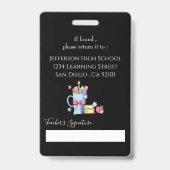 Black Vertical Foto ID Educator Abzeichen Ausweis (Rückseite)