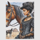 Black Victorian Woman With Horse Tissue Paper Seidenpapier (Vorderseite)