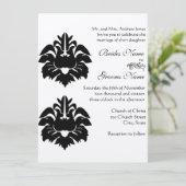 Black Viktorianisch Damask Wedding Einladung (Stehend Vorderseite)