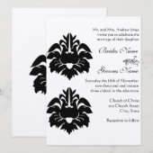 Black Viktorianisch Damask Wedding Einladung (Vorne/Hinten)