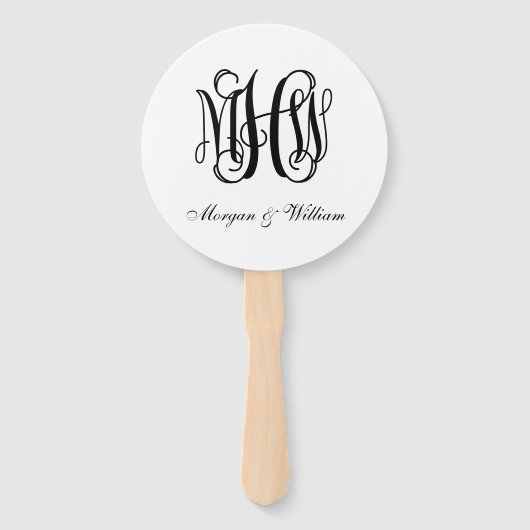 Black Vine Script Monogram B&G DIY BG Fächer (Vorderseite)