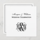 Black Vine Script Monogram B&G DIY BG Wedding Einladung (Vorne/Hinten)