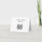 Black Vine Script Monogram DIY BG Dankeskarte (Vorderseite)