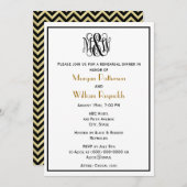 Black Vine Script Monogram DIY BG Probe Chev Einladung (Vorne/Hinten)