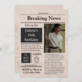 Black Vintag Breaking News - Klassiker Einladung (Vorne/Hinten)