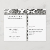 Black Vintag Damask Lace Wedding RSVP Einladungspostkarte (Rückseite)
