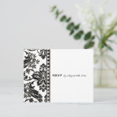 Black Vintag Damask Lace Wedding RSVP Einladungspostkarte (Stehend Vorderseite)
