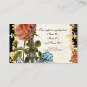 Black Vintag Eiffel Tower Rose Geschenkkartei Begleitkarte (Rückseite)