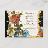 Black Vintag Eiffel Tower Rose Geschenkkartei Begleitkarte (Rückseite)