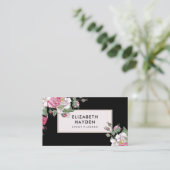 Black Vintag Floral Visitenkarte (Stehend Vorderseite)
