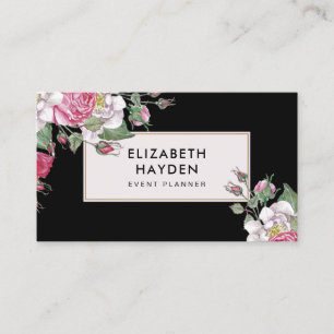 Black Vintag Floral Visitenkarte