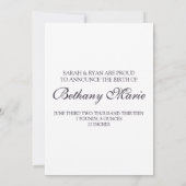 Black Vintag Monogram Baby Announcing & Foto Ankündigung (Rückseite)