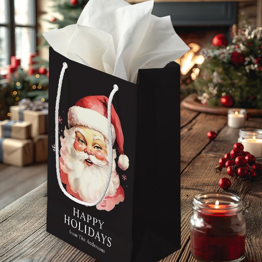 Black Vintag Retro Santa Claus Weihnachten Kleine Geschenktüte