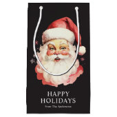 Black Vintag Retro Santa Claus Weihnachten Kleine Geschenktüte (Vorderseite)