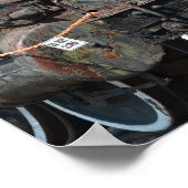 Black Vintag Rusty Steam Lokomotive Motor Poster (Ecke)