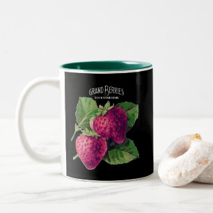 Black Vintag Strawberry Berry Frucht Ihren Namen h Zweifarbige Tasse