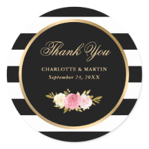 Black Vintag Watercolor Pink Floral Vielen Dank