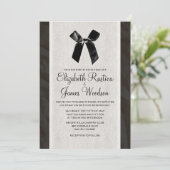 Black Vintage Bow & Linen Wedding Invitations Einladung (Stehend Vorderseite)