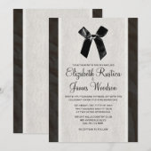 Black Vintage Bow & Linen Wedding Invitations Einladung (Vorne/Hinten)