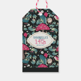 Black Vintage Cottagecore Mushroom Birthday Geschenkanhänger