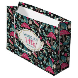 Black Vintage Cottagecore Mushroom Birthday Große Geschenktüte