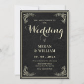 Black vintage elegant wedding  einladung (Vorderseite)