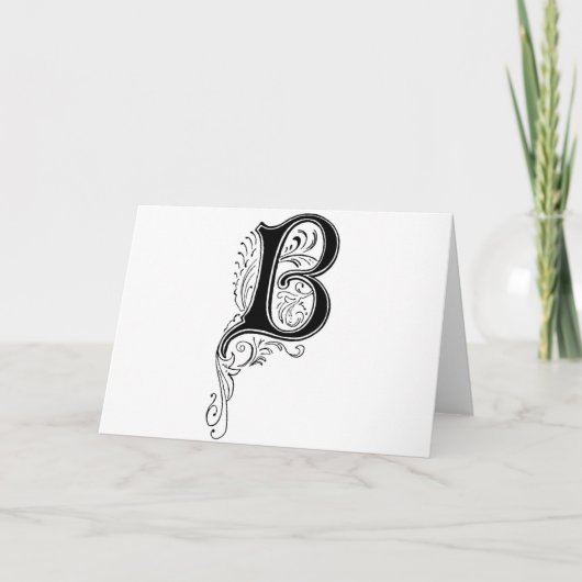 Black Vintage Monogram B Floral Swirls (Vorderseite)