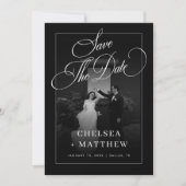 Black Vintage Photo Dark Wedding Save The Date (Vorderseite)