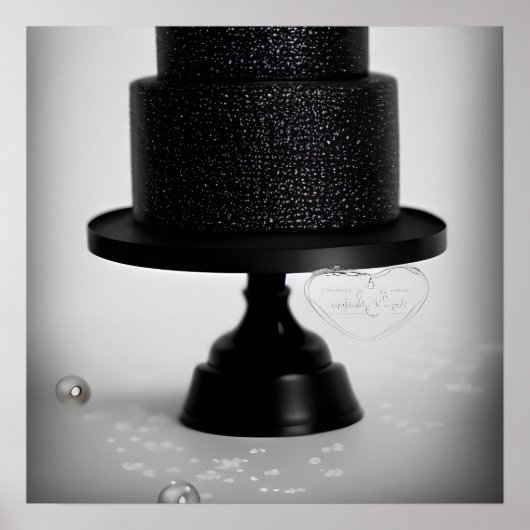 Black Vintage Wedding Cake & Stand Poster (Vorne)