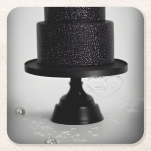Black Vintage Wedding Cake & Stand Rechteckiger Pappuntersetzer